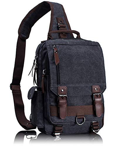 Product Cover Leaper Canvas Messenger Bag Sling Bag Cross Body Bag Shoulder Bag Black, L
