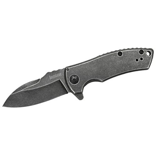 Product Cover Kershaw Spline Folding Knife (3450BW); 8Cr13MoV Stainless Steel, Blackwash Finish, SpeedSafe Assisted Open, Reversible Deep Carry Clip, Frame Lock; 4.4 oz, 2.9 in. Blade, 6.8 in. Overall Length