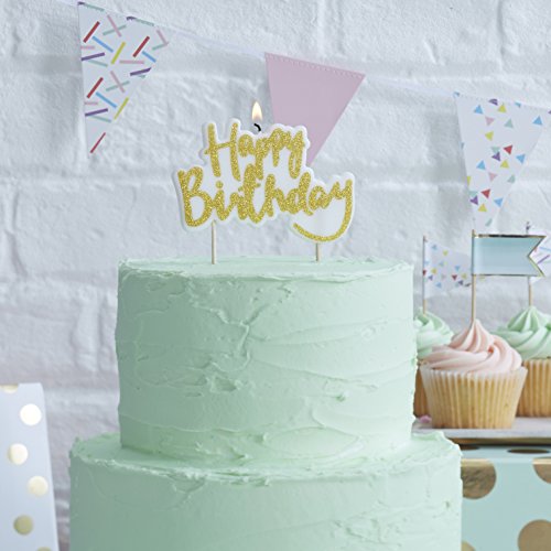 Product Cover Ginger Ray, Gold PM-941 Pick And Mix Sparkling Designer Happy Birthday Candle Topper