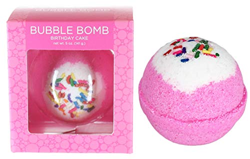 Product Cover Birthday Cake Bubble Bath Bomb by Two Sisters Spa. Large 99% Natural Fizzy For Women, Teens and Kids. Moisturizes Dry Sensitive Skin. Releases Lush Color, Scent, and Bubbles. Handmade in USA