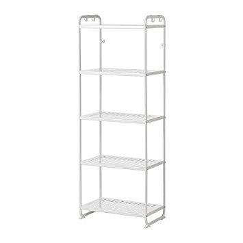 Product Cover Mulig Shelving Unit 5 Stain Resistant Shelves with Hooks Organizer White