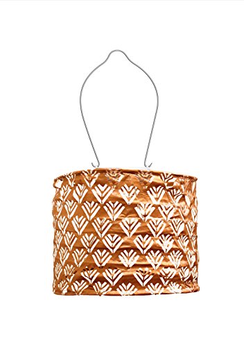 Product Cover Allsop Home and Garden Soji Stella Drum LED Outdoor Solar Lantern, Handmade with Weather-Resistant Fabric for Patio or Garden, Color (Copper)