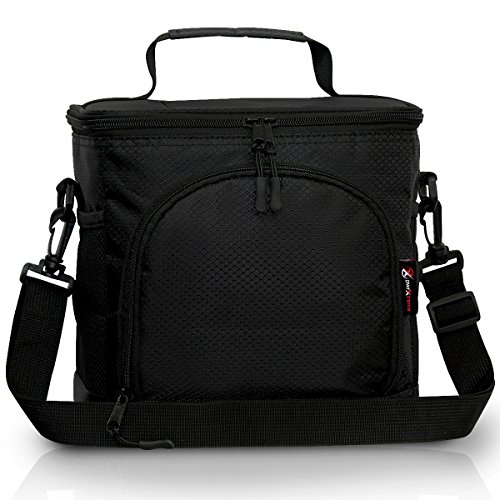 Product Cover Pwrxtreme Insulated Lunch Bag with Best 2 Way Zipper Closures Double-sewn Nylon Large Mesh Side Pockets and 48-Inch Detachable Shoulder Strap