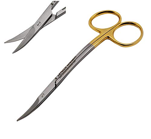 Product Cover Scissors 4.5 inch LaGrange double curved Gold Plated handle Dental ENT EYE DERMA with tungsten carbide inserts BY Wise Linkers