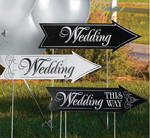 Product Cover Wedding Directional Road Signs (3 Cardboard Signs) Includes Metal Stakes