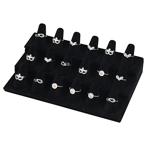 Product Cover Bocar Black Velvet Finger Ring Display Showcase Organizer Holder Jewelry Storage Counter (18JZZ)