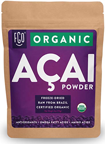 Product Cover Organic ACAI Powder (Freeze-Dried) | 4oz Resealable Kraft Bag | 100% Raw Antioxidant Superfood Berry From Brazil | by Feel Good Organics