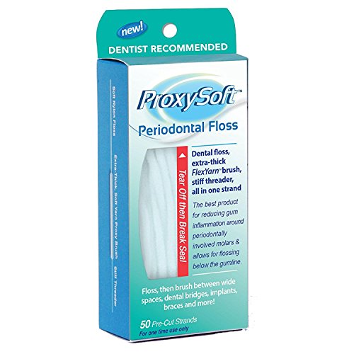 Product Cover Dental Floss Threaders with Built-in Thick Yarn Proxy Brush for Daily Dental Care of Periodontal Disease - Dental Floss for Braces, Orthodontic Flossers - Periodontal Floss by ProxySoft (2 Packs)