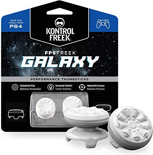 Product Cover KontrolFreek FPS Freek Galaxy White for PlayStation 4 (PS4) Controller | Performance Thumbsticks | 1 High-Rise, 1 Mid-Rise | White
