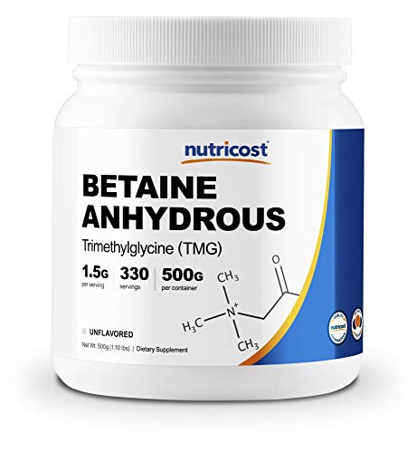 Product Cover Nutricost Betaine Anhydrous Trimethylglycine (TMG) Powder 500 Grams