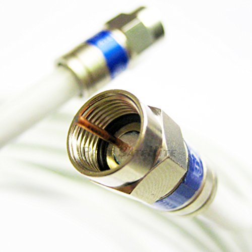 Product Cover WHITE Coaxial RG6 Cable 200ft UL ETL CM CATV Fire retardant SATELLITE Audio Video Cable with WEATHER SEAL ANTI CORROSSIVE BRASS Connectors