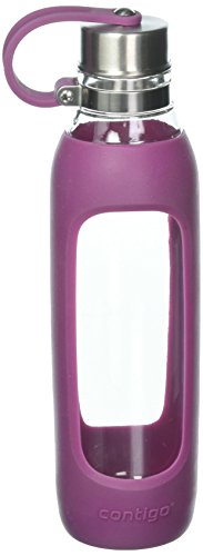 Product Cover Contigo Purity Glass Water Bottle, 20oz, Radiant Orchid with Silicone Tether