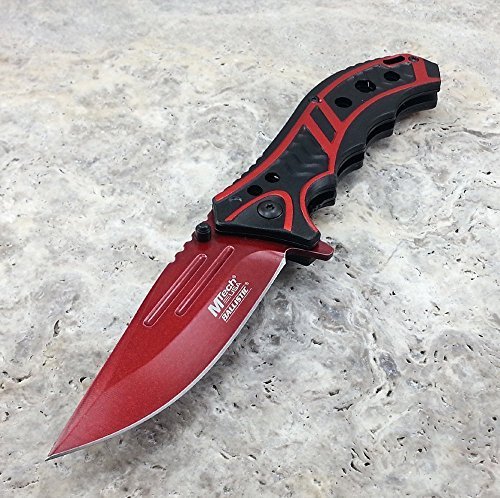 Product Cover M-tech 8 Inch Spring Assisted Blood Red Folding Pocket Knife Tactical Combat
