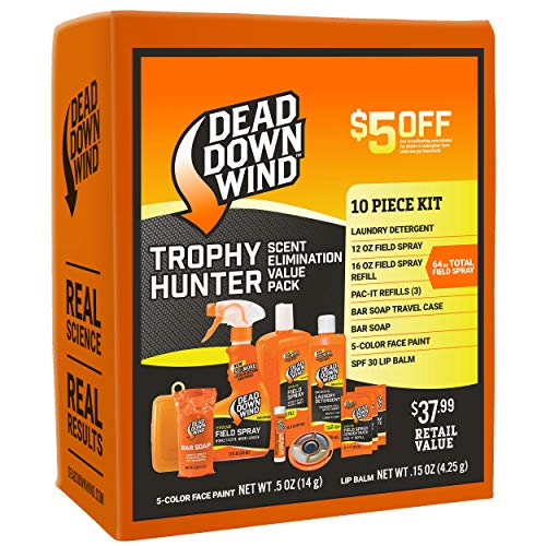 Product Cover Dead Down Wind Trophy Hunter Kit | 10 Piece | Hunting Accessories | Odor Eliminator for Hunting Gear | Scent Blocker Laundry Detergent, Bar Soap, Field Spray, Lip Balm | Scent Elimination Value Pack