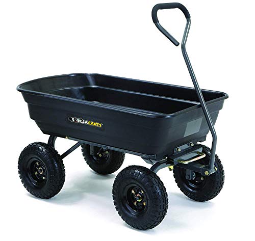 Product Cover Gorilla Carts GOR4PS Poly Garden Dump Cart with Steel Frame and 10-in. Pneumatic Tires, 600-Pound Capacity, Black