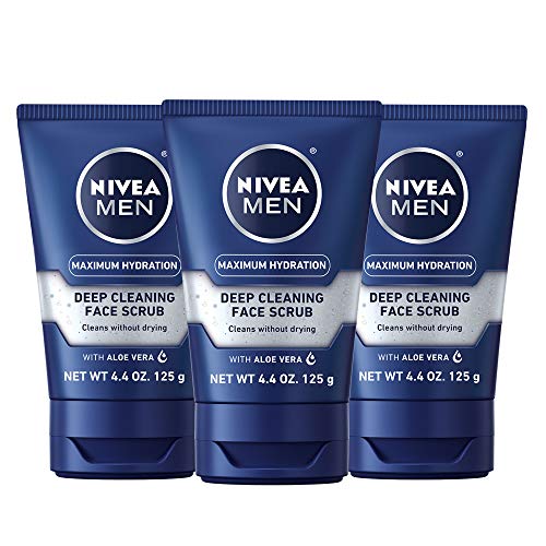 Product Cover Nivea Men Maximum Hydration Deep Cleaning Face Scrub - Cleans without drying, contains Pro-vitamins - 4.4 oz Tube, Pack of 3