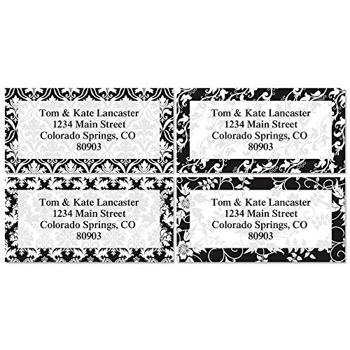 Product Cover Elegant in Black Personalized Return Address Labels - Set of 144, Large, Self-Adhesive, Flat-Sheet Labels with Border (4 Designs), by Colorful Images