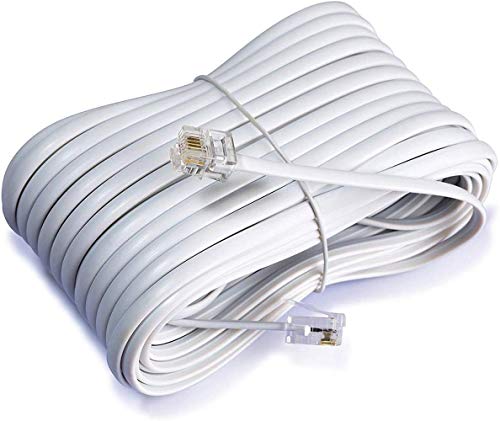 Product Cover iMBAPrice 50 Feet Long Telephone Extension Cord Phone Cable Line Wire - White