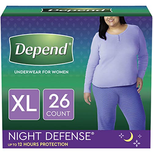 Product Cover Depend Night Defense Incontinence Underwear for Women, Disposable, Overnight, XL, Blush, 26 Count