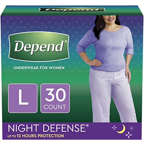Product Cover Depend Night Defense Incontinence Underwear for Women, Disposable, Overnight, L, Blush, 30 Count