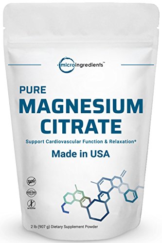 Product Cover US Origin Pure Magnesium Citrate Powder, 2 Pounds (32 Ounce), Powerfully Supports Cardiovascular Function, Relaxation and Nutrient Utilization, No GMOs and Vegan Friendly