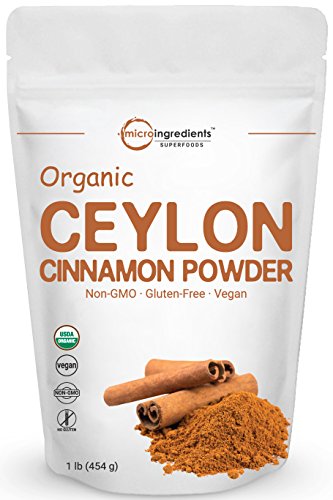 Product Cover Organic Ceylon Cinnamon Powder, 1 Pound (454 Grams), Supports Healthy Metabolism and Antioxidant, Best Natural Flavor for Cookies and Baking, No GMOs and Vegan Friendly