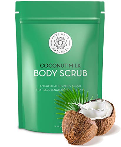 Product Cover Exfoliating Body Scrub with Hydrating Coconut Milk and Detoxifying Dead Sea Salt, Moisturizing Exfoliating Scrub by Pure Body Naturals, 12 Ounce (Packaging Varies)