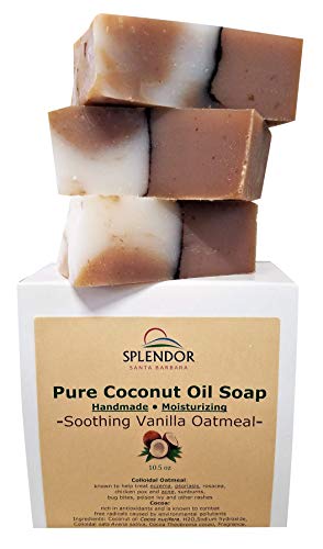 Product Cover Soothing Vanilla Oatmeal (10.5 oz) - Pure & Natural Coconut Oil Hand, Face & Body Soap. Handmade, Vegan, Moisturizing, with Colloidal Gluten-Free Oats and Antioxidant-Rich Cocoa.