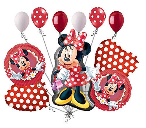 Product Cover 11pc Minnie Mouse Happy Birthday Balloon Bouquet Party Decoration Cartoon Disney