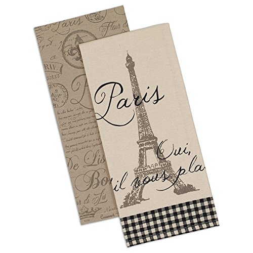 Product Cover Dish Towels - Set of 2 -Paris,Eiffel Tower, Fleur de Lis, & Postmark Design
