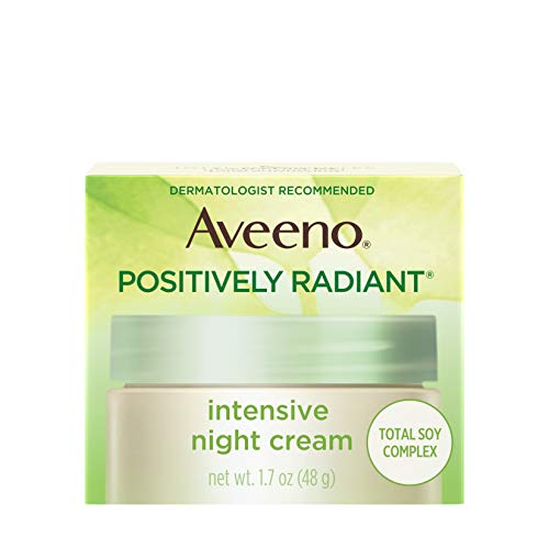Product Cover Aveeno Positively Radiant Intensive Moisturizing Night Cream with Total Soy Complex & Vitamin B3, Oil-Free, Non-Greasy, Hypoallergenic & Non-Comedogenic, 1.7 oz