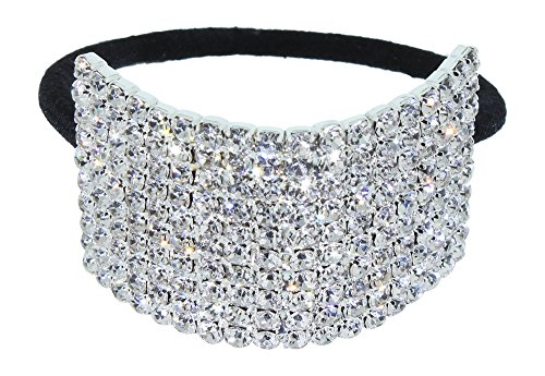 Product Cover Rhinestone Ponytail Holder by Crystal Avenue | Stretchy Elastic Hair Tie | Silvertone with Sparkling Crystals