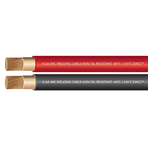 Product Cover EWCS 6 Gauge Premium Extra Flexible Welding Cable 600 Volt - Combo Pack - 10 Feet Each Black+Red - Made in the USA