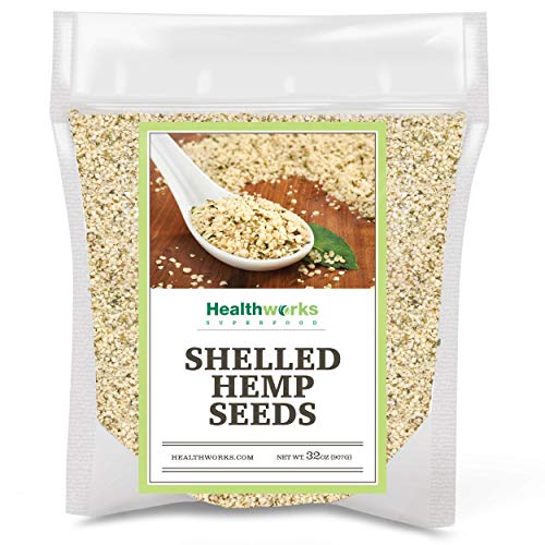 Product Cover Healthworks Shelled Hemp Seeds Canadian (32 Ounces / 2 Pound) | Pesticide-Free, Premium & All-Natural | Contains Omega 3 & 6, Fiber and Protein | Great with Shakes, Smoothies & Oatmeal