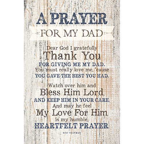 Product Cover Dad (Father) Prayer Wood Plaque with Inspiring Quotes 6x9 - Classy Vertical Frame Wall & Tabletop Decoration | Easel & Hanging Hook | Dear God I Gratefully Thank You for Giving me My dad