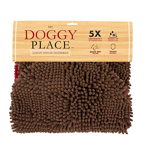 Product Cover My Doggy Place - Ultra Absorbent Microfiber Chenille Dog Bath Dry Towel with Hand Pockets, Durable, Quick Drying, Washable, Prevent Mud Dirt (Color: Brown)