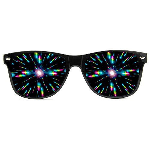 Product Cover GloFX Ultimate Diffraction Glasses - Matte Black Limited Edition - Rave Eyewear, Ravewear, EDM Festivals, Light Shows, Rainbow Prism Kaleidoscope Refraction Lenses