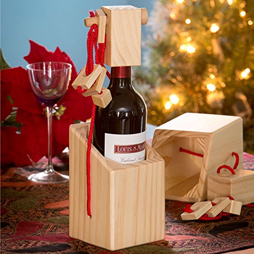 Product Cover Bits and Pieces - Bewildering Wine Bottle Brainteaser - Wooden Wine Bottle Puzzle - Great Gift for The Wine Lover