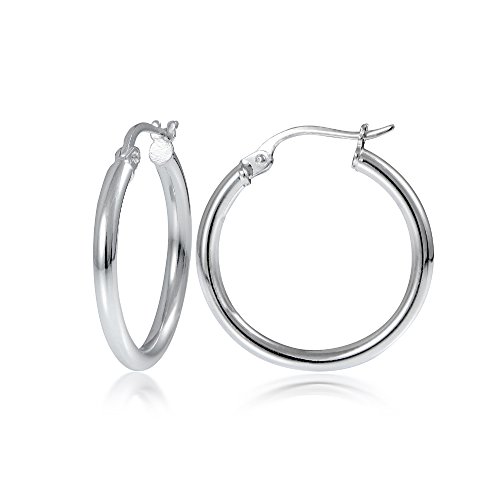Product Cover Hoops & Loops - Sterling Silver High Polished Click Top Hoop Earrings in Sizes 15mm - 25mm | Sterling Silver, Yellow & Rose Gold Flash Plated