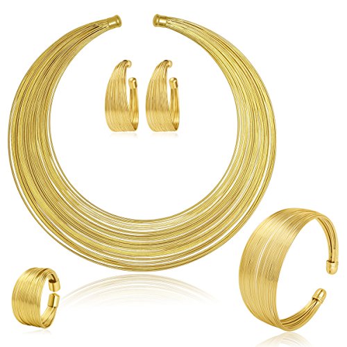 Product Cover Moochi Gold Plated Multiple Strands Necklace Earrings Bracelet Ring Jewelry Set