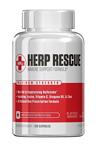Product Cover HERP RESCUE #1 Best formula to clear skin FAST of Herpes, Cold Sores, and Shingles.- Full 30 Day Supply l Lysine, Zinc, Vitamin C, Oregano Oil, 120 Capsules