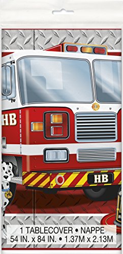 Product Cover Fire Truck Birthday Plastic Tablecloth, 84