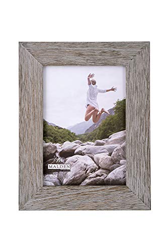 Product Cover Malden International Designs Rustic Fashion Wide Linear Graywash Wooden Picture Frame, 5x7, Gray