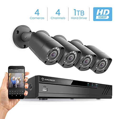 Product Cover Amcrest Full-HD 1080P 4CH Video Security System w/Four 2MP Outdoor IP67 Bullet Cameras, 66ft Night Vision, Pre-Installed 1TB Hard Drive, (AMDV10814-4B-B)