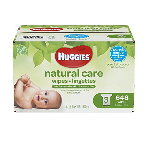 Product Cover Huggies Natural Care Baby Wipes, Sensitive, Unscented, 3 Refill Packs, 648 Count Total