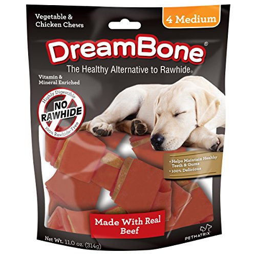 Product Cover DreamBone Medium Chews With Real Beef 4 Count, Rawhide-Free
Chews For Dogs