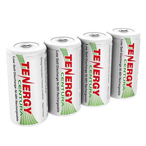 Product Cover Tenergy Centura NiMH Rechargeable C Batteries, 4000mAh C Battery, Low Self Discharge C Cell Battery, Pre-charged C Size Battery, 4 Pcs