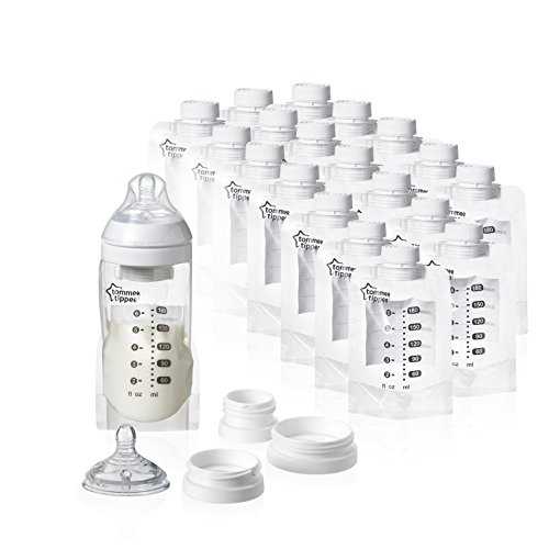 Product Cover Tommee Tippee Pump and Go Breast Milk Feeding Bottle Starter Set - 10 Breast Milk Pouches, Slow Flow Nipple - BPA-Free