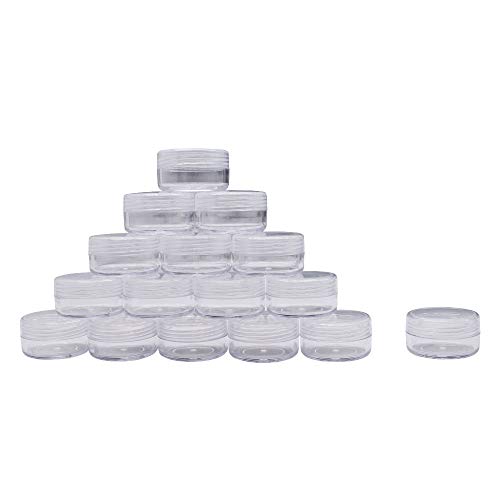 Product Cover 50 Pieces 10 Gram Empty Plastic Cosmetic Containers, Clear Round Sample Pot Jar Screw Cap Lid, For Lip Balm, Eye Shadow, Nail Powder, Creams, Lotions-BPA Free