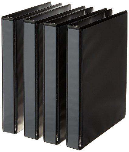 Product Cover AmazonBasics 3-Ring Binder, 1 Inch - Black, 4-Pack